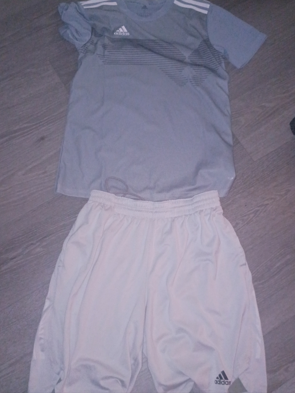 adidas Light Gray Athletic Tee and White Sports Shorts